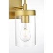 Living District Benny 1-Light Iron & Glass Bath Sconce in Brass/Clear