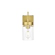 Living District Benny 1-Light Iron & Glass Bath Sconce in Brass/Clear