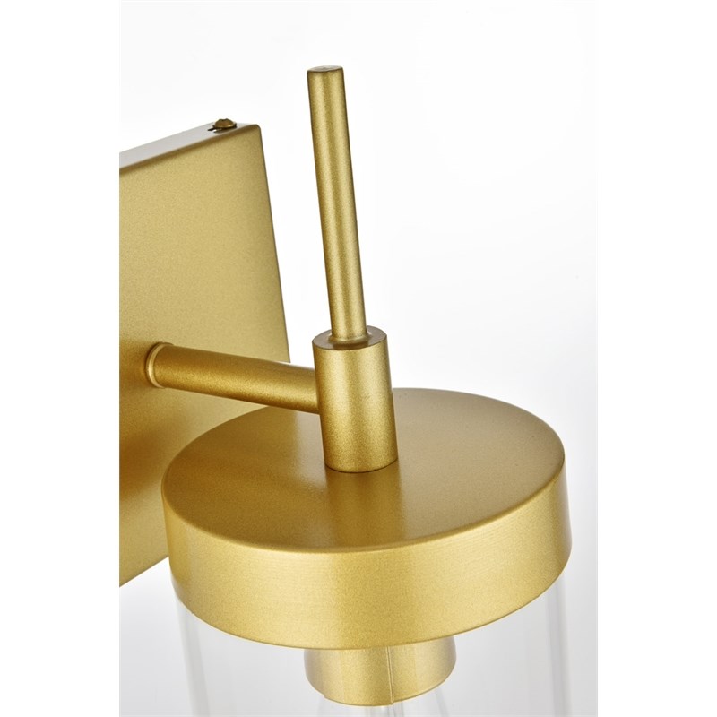 Living District Benny 1-Light Iron & Glass Bath Sconce in Brass/Clear