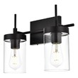 Living District Benny 2-Light Iron & Glass Bath Sconce in Black/Clear