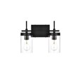 Living District Benny 2-Light Iron & Glass Bath Sconce in Black/Clear
