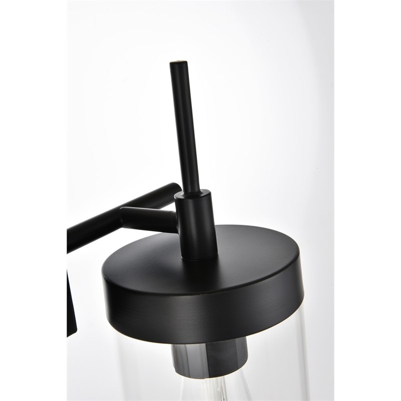 Living District Benny 2-Light Iron & Glass Bath Sconce in Black/Clear