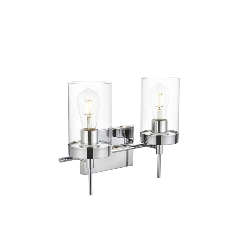 Living District Benny 2-Light Iron & Glass Bath Sconce in Chrome/Clear