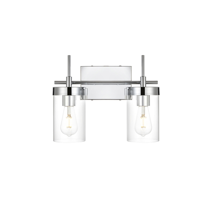 Living District Benny 2-Light Iron & Glass Bath Sconce in Chrome/Clear