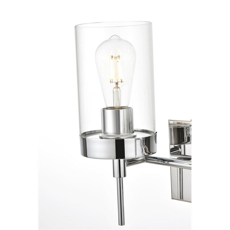 Living District Benny 2-Light Iron & Glass Bath Sconce in Chrome/Clear