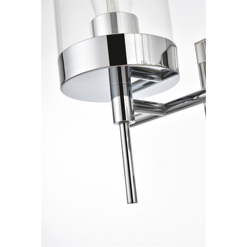 Living District Benny 2-Light Iron & Glass Bath Sconce in Chrome/Clear