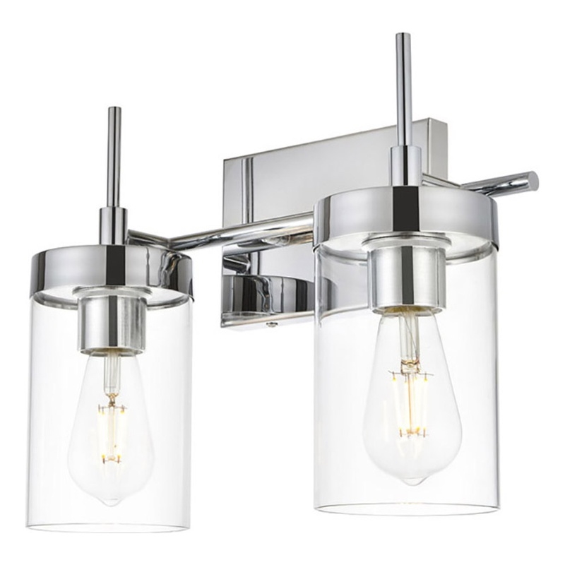 Living District Benny 2-Light Iron & Glass Bath Sconce in Chrome/Clear