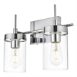 Living District Benny 2-Light Iron & Glass Bath Sconce in Chrome/Clear