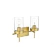 Living District Benny 2-Light Iron & Glass Bath Sconce in Brass/Clear