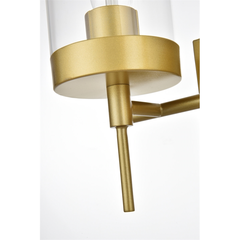 Living District Benny 2-Light Iron & Glass Bath Sconce in Brass/Clear