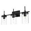 Living District Benny 3-Light Iron & Glass Bath Sconce in Black/Clear