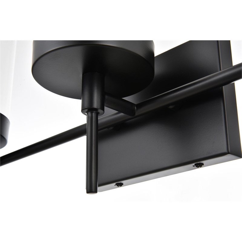 Living District Benny 3-Light Iron & Glass Bath Sconce in Black/Clear