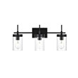 Living District Benny 3-Light Iron & Glass Bath Sconce in Black/Clear