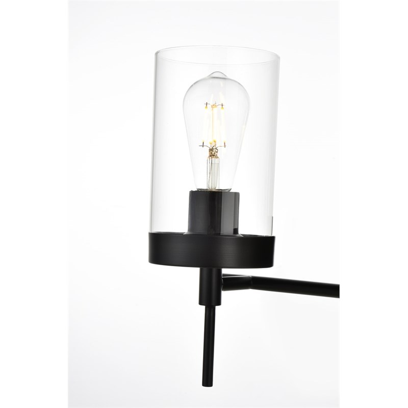 Living District Benny 3-Light Iron & Glass Bath Sconce in Black/Clear