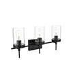 Living District Benny 3-Light Iron & Glass Bath Sconce in Black/Clear