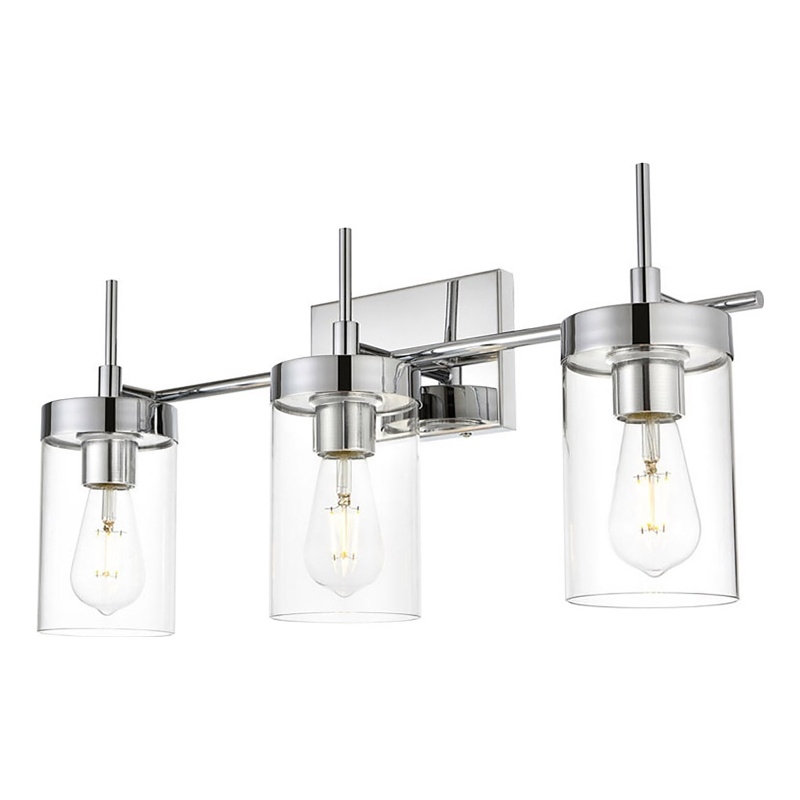 Living District Benny 3-Light Iron & Glass Bath Sconce in Chrome/Clear
