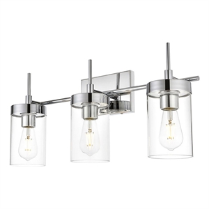 Living District Benny 3-Light Iron & Glass Bath Sconce in Chrome/Clear