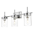 Living District Benny 3-Light Iron & Glass Bath Sconce in Chrome/Clear