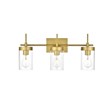 Living District Benny 3-Light Iron & Glass Bath Sconce in Brass/Clear