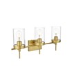 Living District Benny 3-Light Iron & Glass Bath Sconce in Brass/Clear