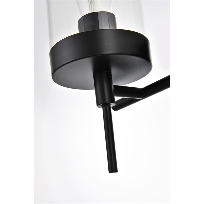 Living District Benny 4-Light Iron & Glass Bath Sconce in Black/Clear