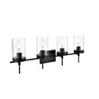 Living District Benny 4-Light Iron & Glass Bath Sconce in Black/Clear
