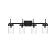 Living District Benny 4-Light Iron & Glass Bath Sconce in Black/Clear
