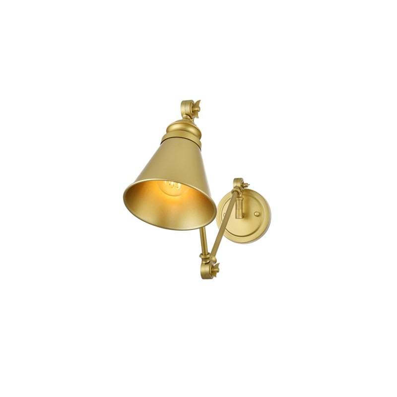 Living District Ledger 1-Light Metal Swing Arm Wall Sconce in Brass