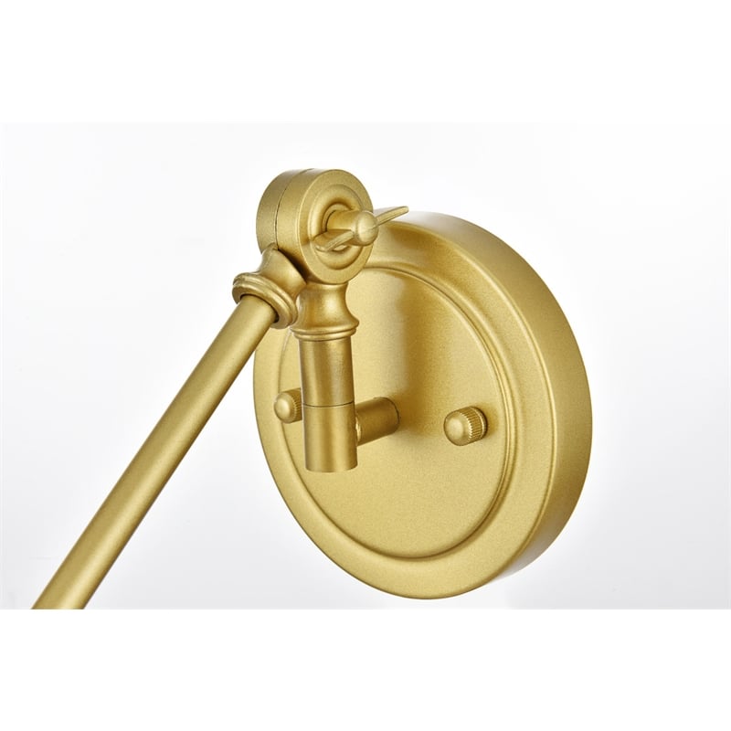 Living District Ledger 1-Light Metal Swing Arm Wall Sconce in Brass