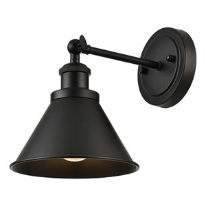Living District Bentley 1-Light Cone Metal Bath Sconce in Black