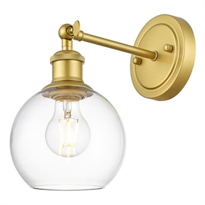 Living District Kai 1-Light Metal & Glass Bath Sconce in Brass/Clear