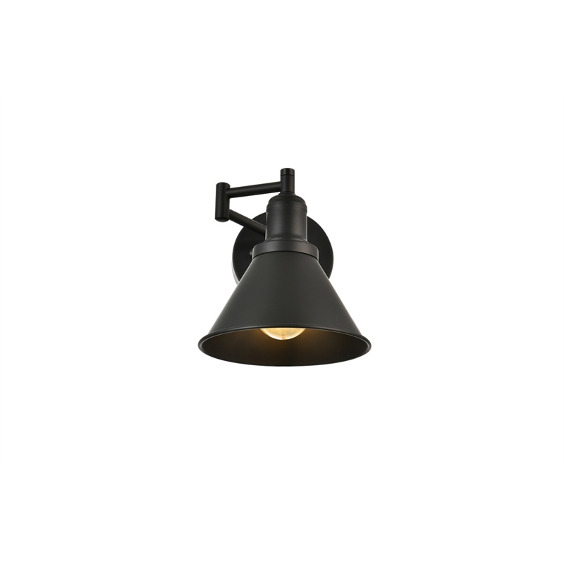 Living District Judson 1-Light Metal Swing Arm Wall Sconce in Black