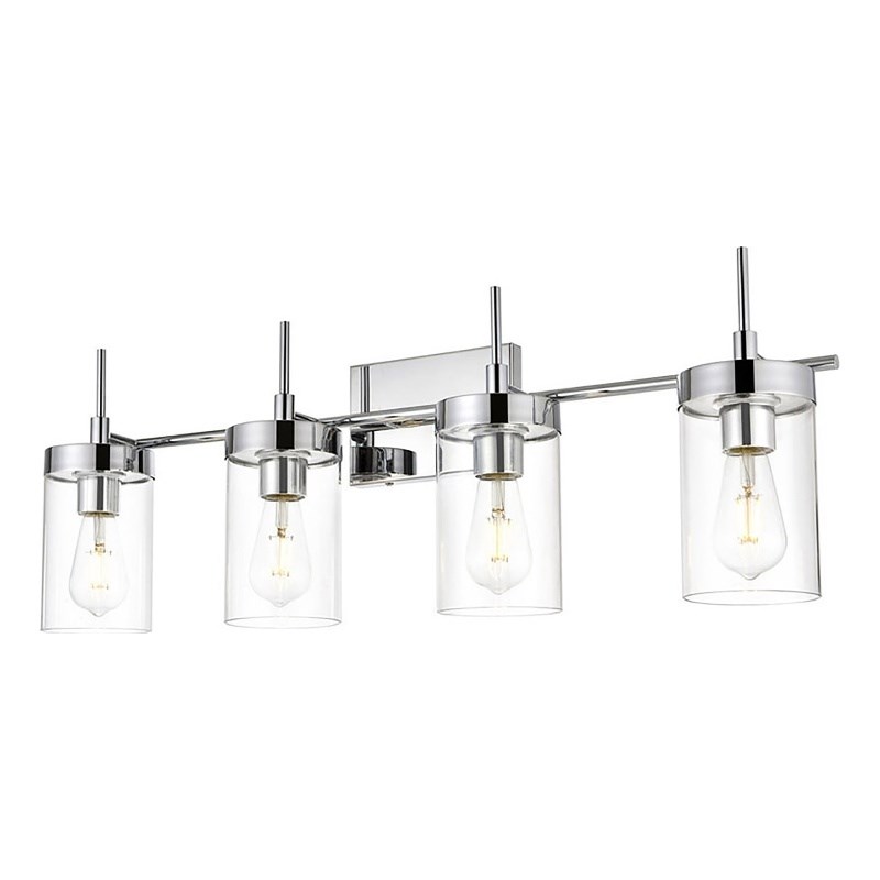 Living District Benny 4-Light Iron & Glass Bath Sconce in Chrome/Clear