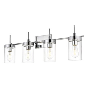Living District Benny 4-Light Iron & Glass Bath Sconce in Chrome/Clear