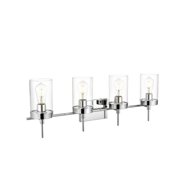 Living District Benny 4-Light Iron & Glass Bath Sconce in Chrome/Clear