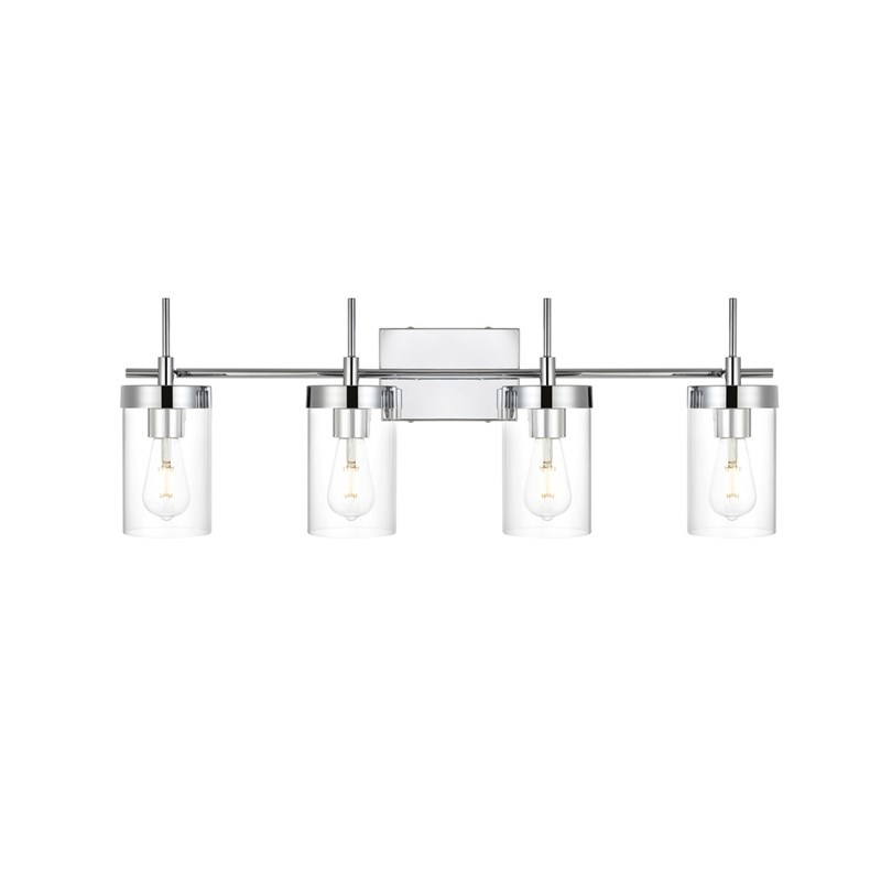 Living District Benny 4-Light Iron & Glass Bath Sconce in Chrome/Clear