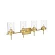 Living District Benny 4-Light Iron & Glass Bath Sconce in Brass/Clear