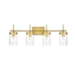 Living District Benny 4-Light Iron & Glass Bath Sconce in Brass/Clear
