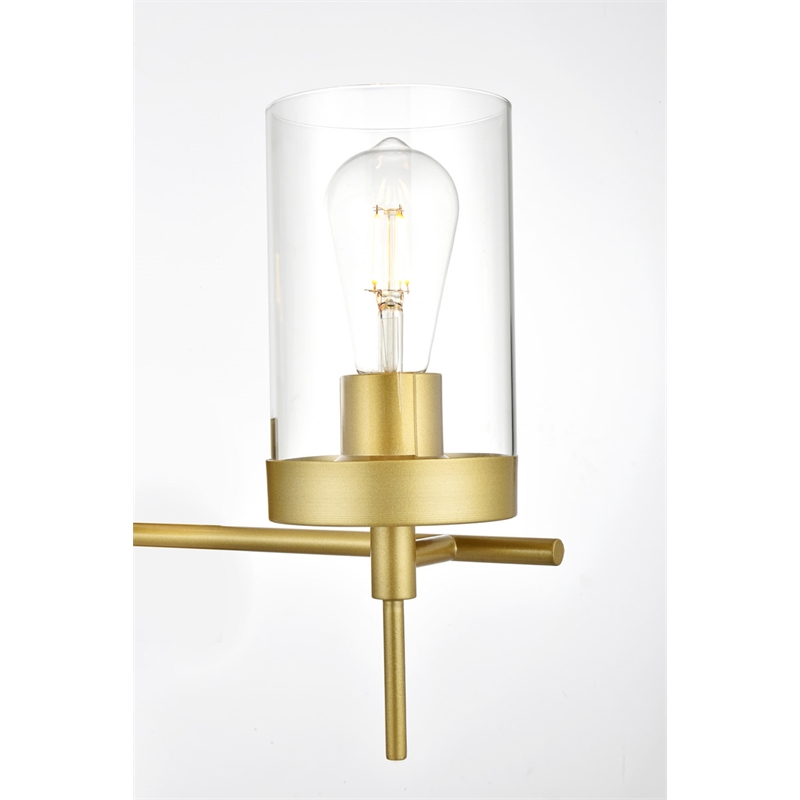 Living District Benny 4-Light Iron & Glass Bath Sconce in Brass/Clear