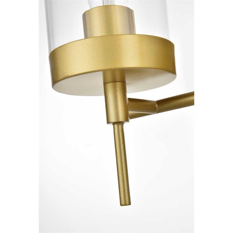 Living District Benny 4-Light Iron & Glass Bath Sconce in Brass/Clear