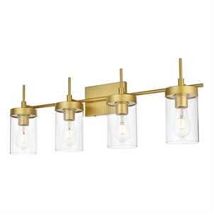 living district benny 4-light iron & glass bath sconce in brass/clear