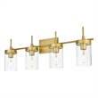 Living District Benny 4-Light Iron & Glass Bath Sconce in Brass/Clear
