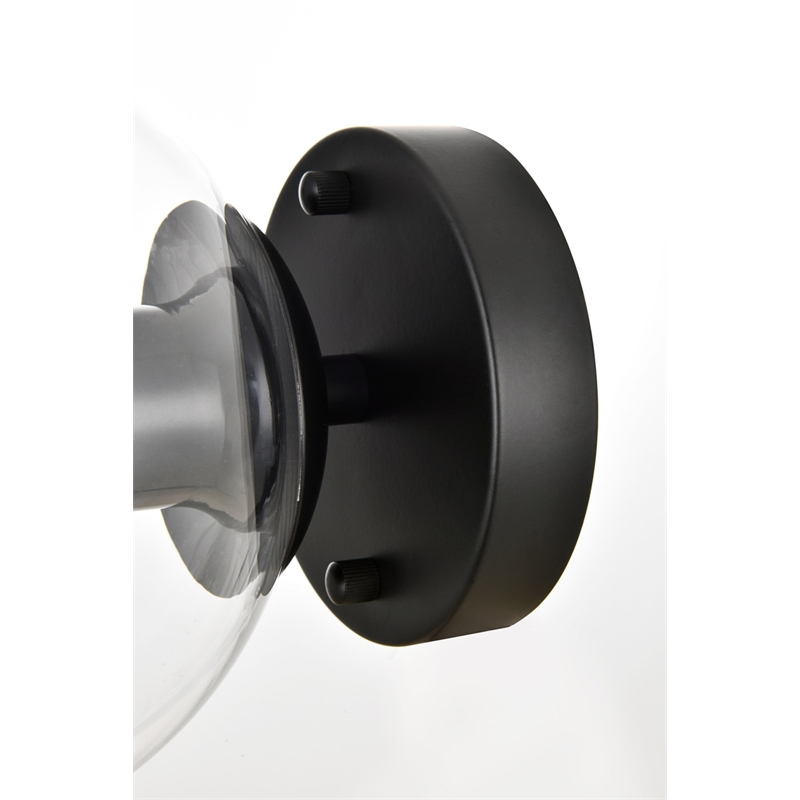 Living District Rogelio 1-Light Iron & Glass Bath Sconce in Black/Clear