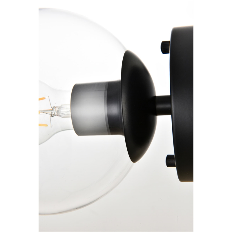 Living District Rogelio 1-Light Iron & Glass Bath Sconce in Black/Clear