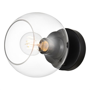 Living District Rogelio 1-Light Iron & Glass Bath Sconce in Black/Clear