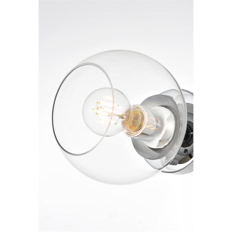 Living District Rogelio 1-Light Iron & Glass Bath Sconce in Chrome/Clear