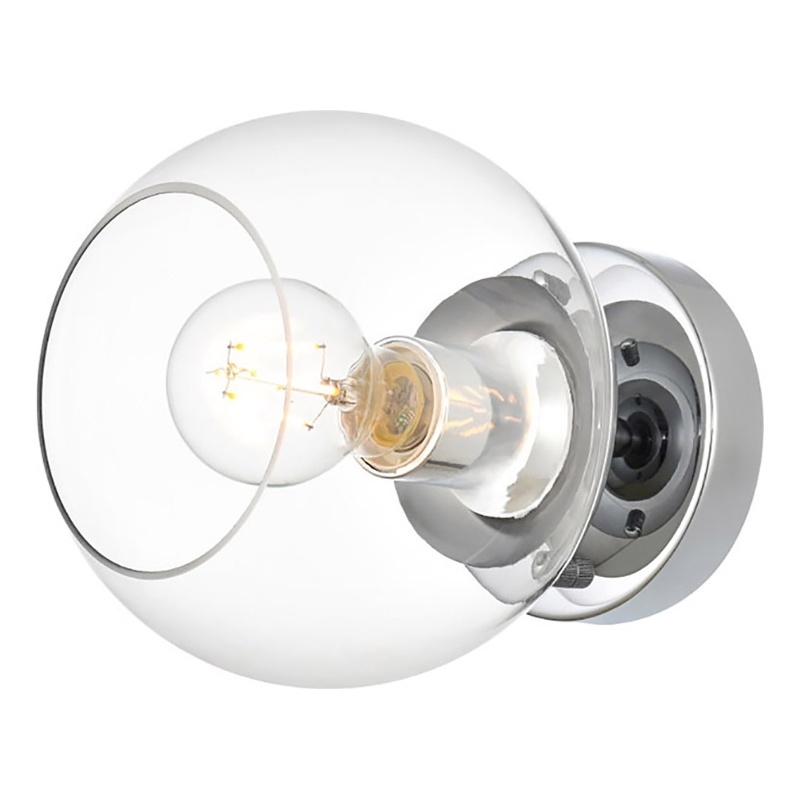 Living District Rogelio 1-Light Iron & Glass Bath Sconce in Chrome/Clear