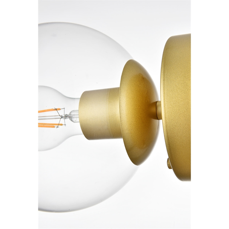 Living District Rogelio 1-Light Iron & Glass Bath Sconce in Brass/Clear