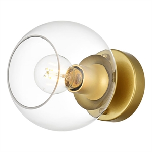 Living District Rogelio 1-Light Iron & Glass Bath Sconce in Brass/Clear