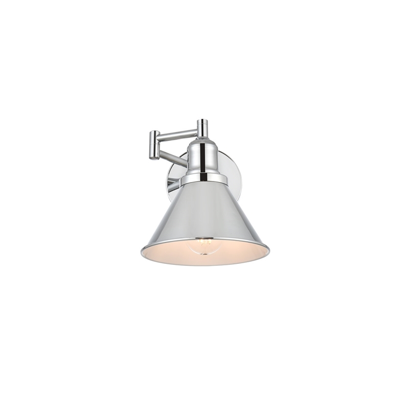 Living District Judson 1-Light Metal Swing Arm Wall Sconce in Chrome
